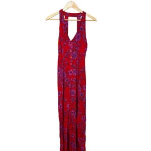 Band of Gypsies Jumpsuit Size Small Red Purple Open Back Leg Slits NWT